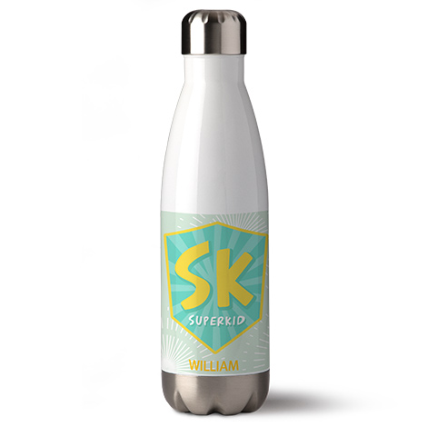 Bottle with super kid logo.